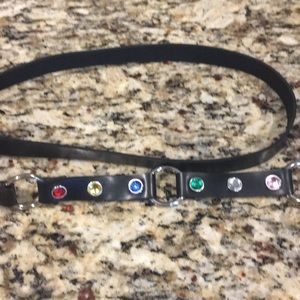 Real Leather Belt With Colored Rhinstones